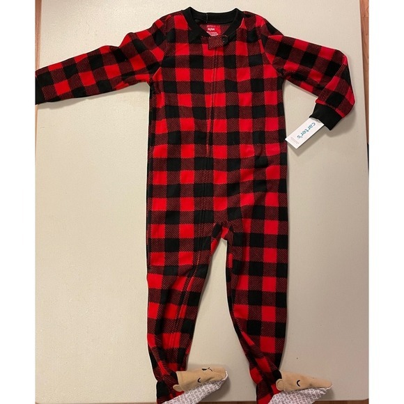 Carter's Christmas Footed Reindeer PJ's Buffalo Plaid‎ NWT - Picture 1 of 4